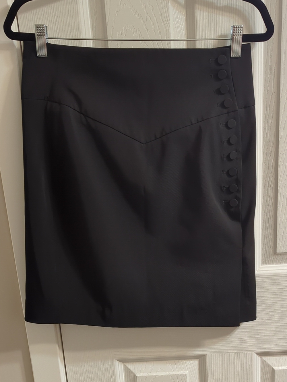 Elizabeth and James Black Pencil Skirt with Side Button Detail